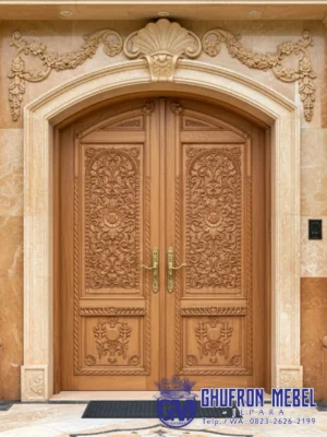 Dua Pintu Kayu Jati Model Rumah Sultan