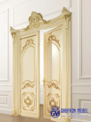 Jual Pintu Rumah Klasik Ukiran Jepara Warna Goldleaf