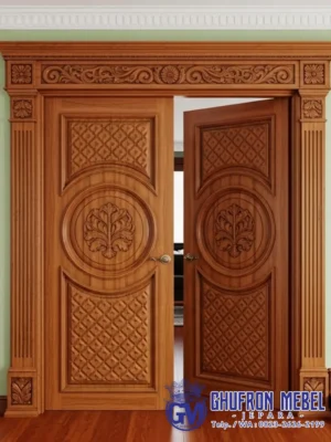 Kusen Pintu Kupu Tarung Kayu Jati Klasik Naturale