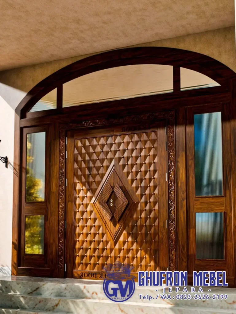 Pintu Utama Depan Minimalis Ukir Jepara Kupu Tarung